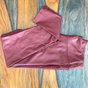 Wine colored pleather leggings